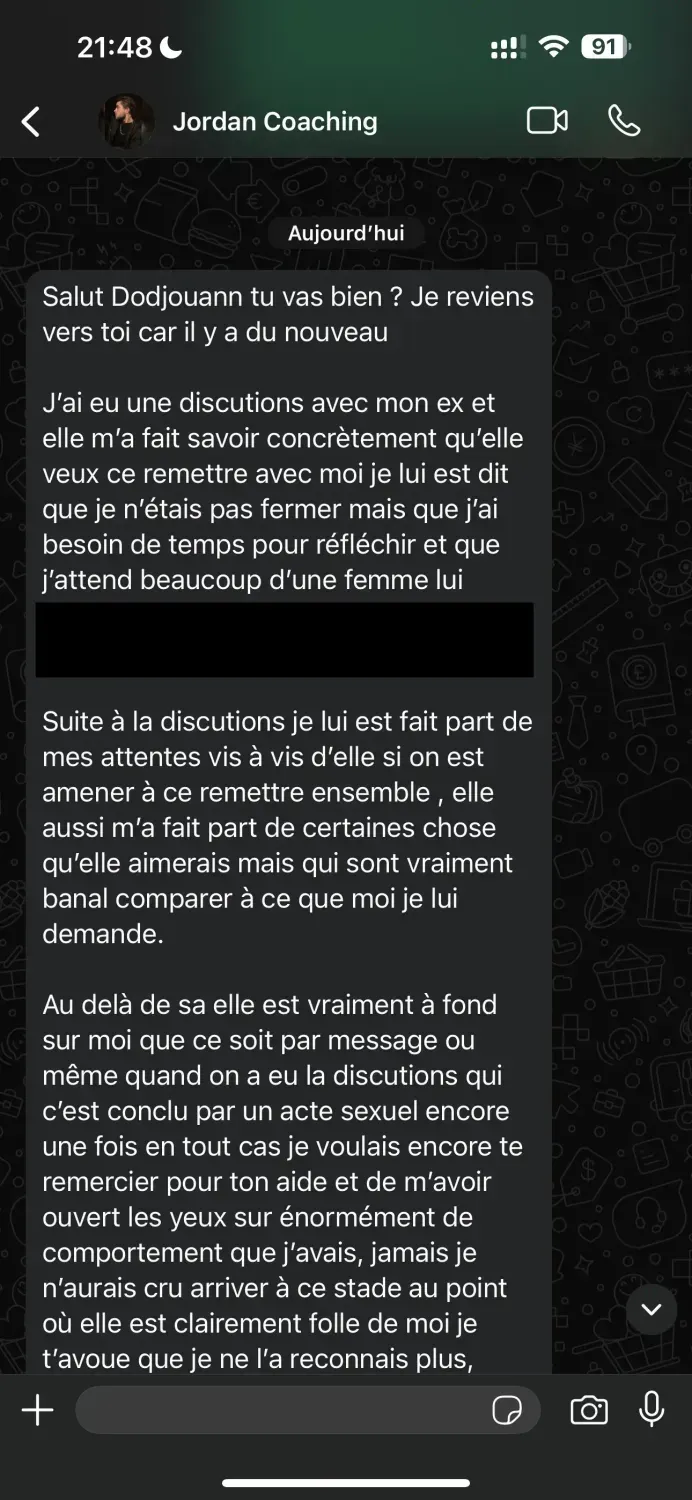 First original French coaching testimonial