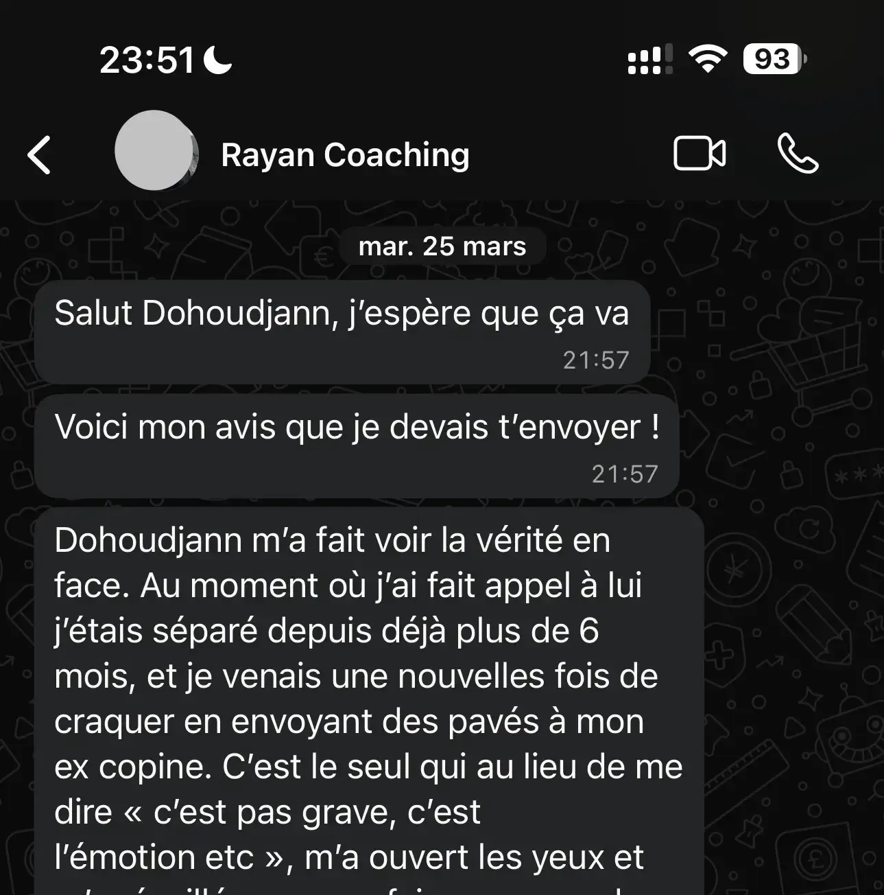 Beginning of an original detailed French coaching review