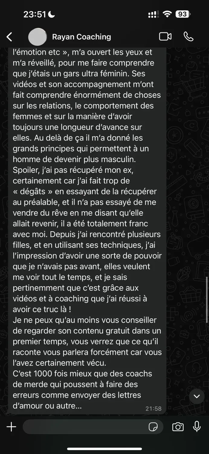Continuation of an original detailed French coaching review